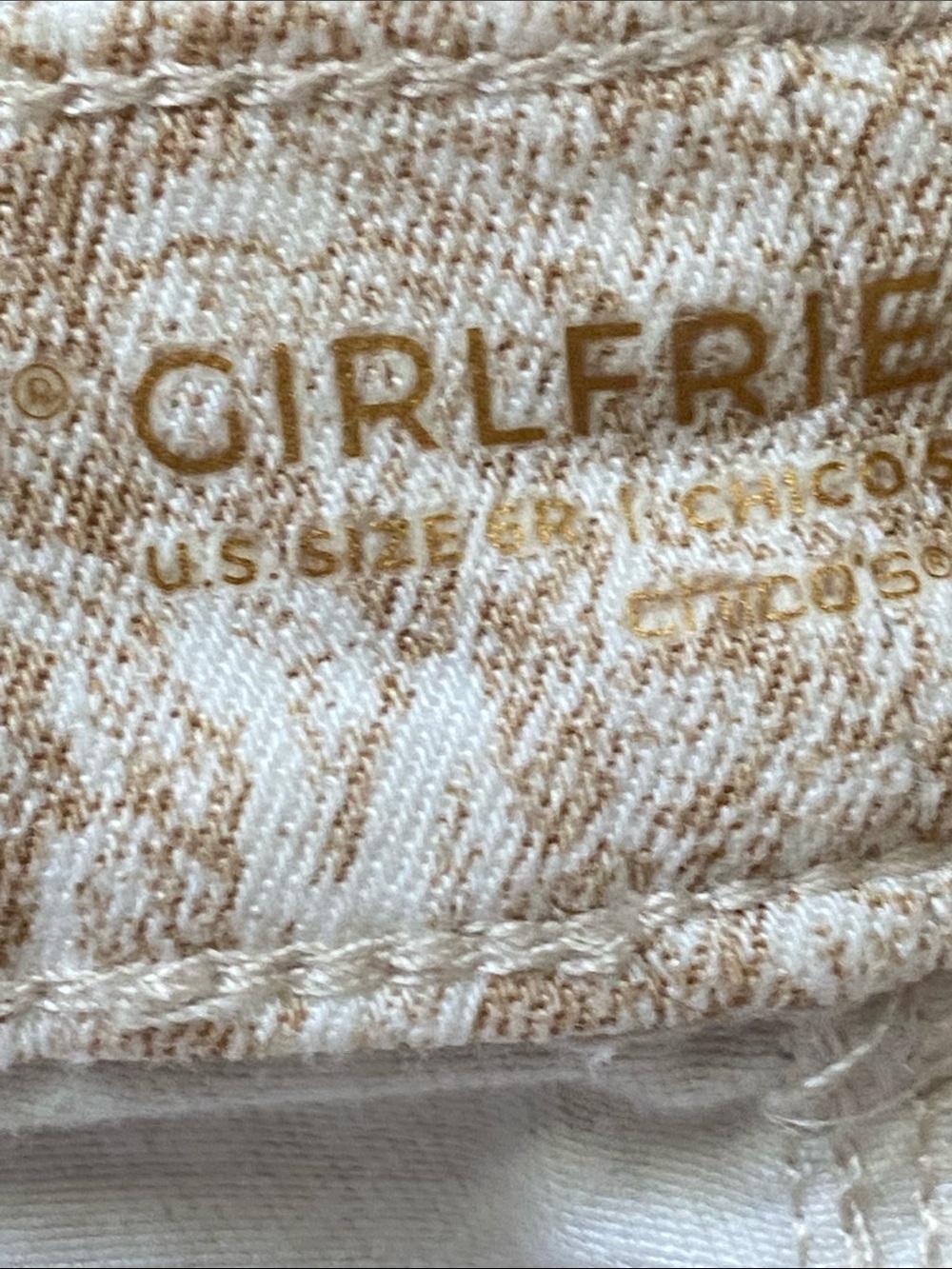 Chico's Beige and White Floral Cropped Girlfriend Jeans - Picture 4 of 6